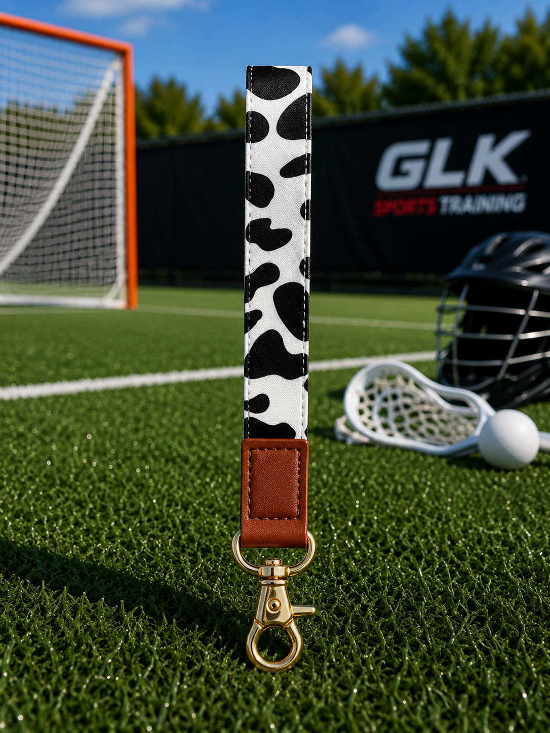 Keychain 6" Leather Cow Print