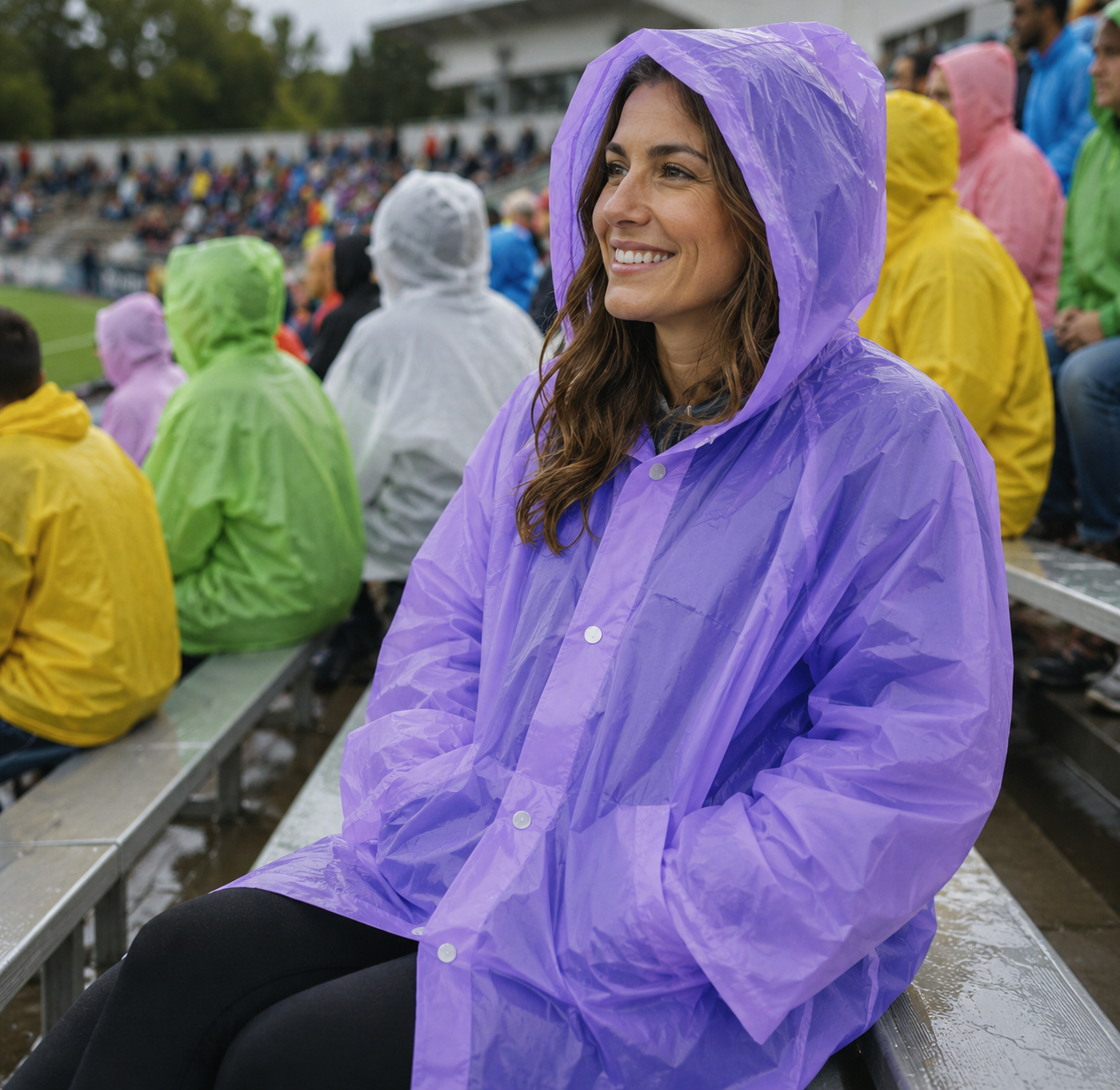 Raincoat Poncho with Buttons. .03mm 5 Pack (Purple)