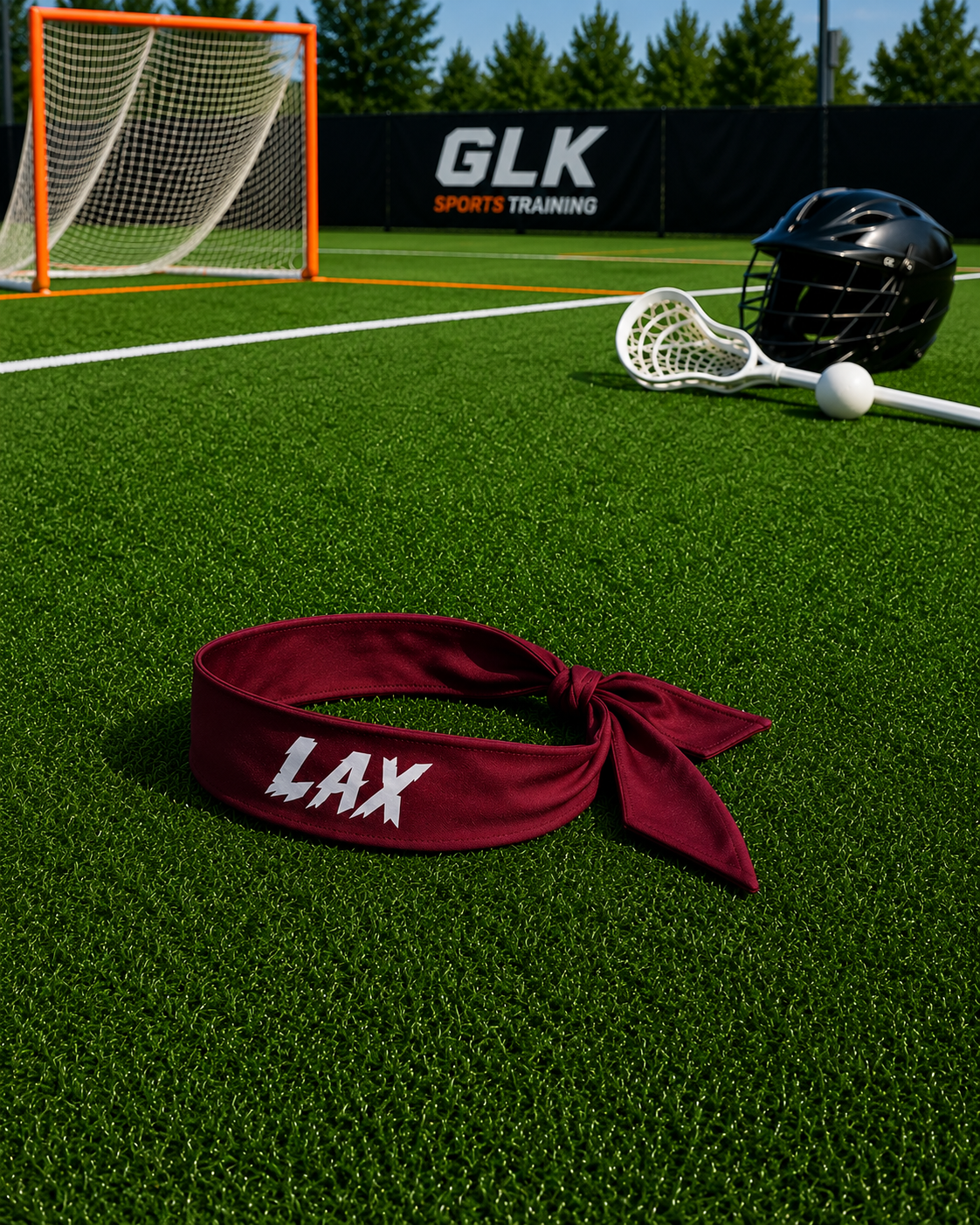 Headband Dri-Fit Neon Color Red LAX Embroidered 105x8cm (41.3"Lx3.5"W)