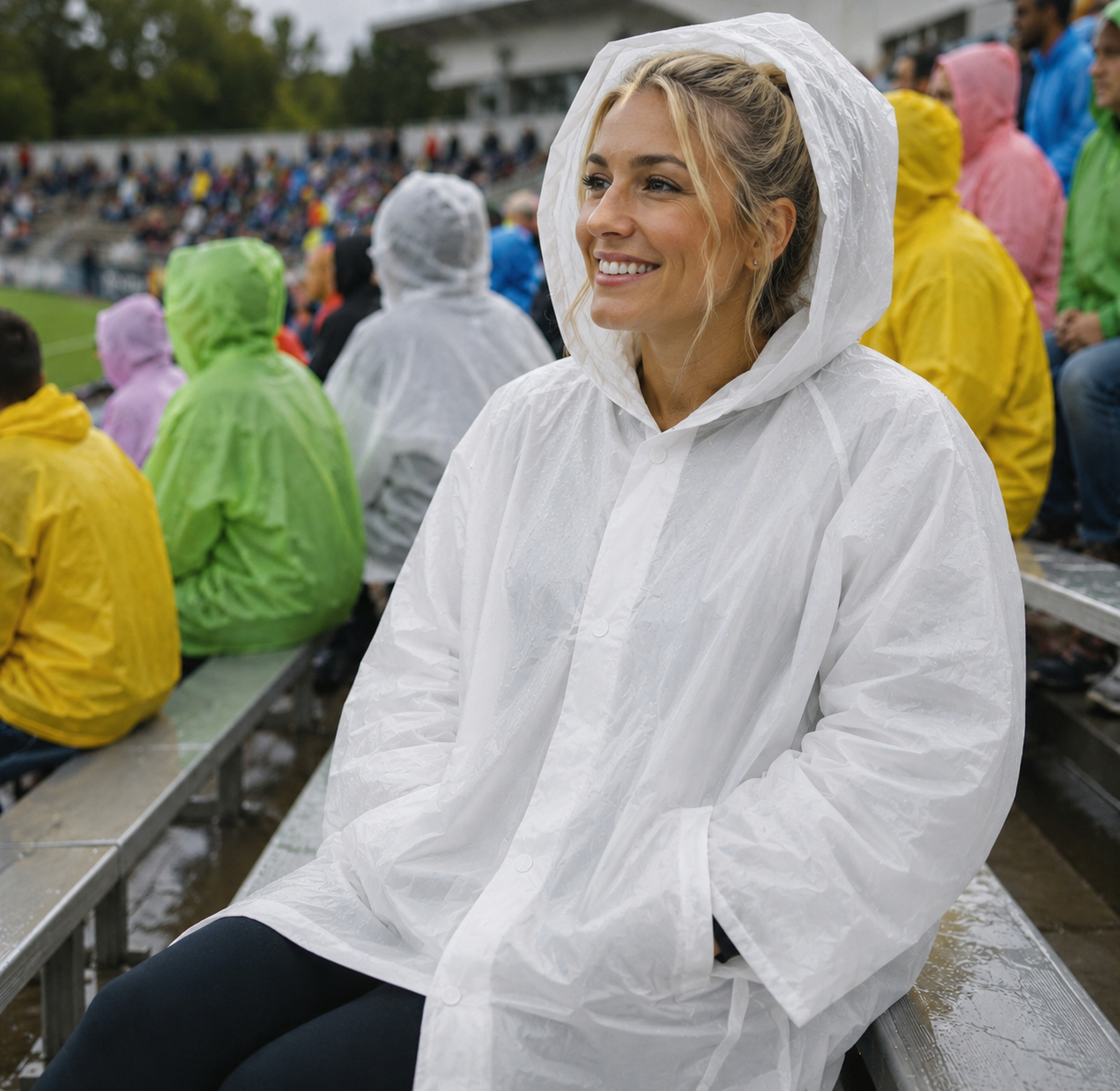 Raincoat Poncho with Buttons. .03mm 5 Pack (White)