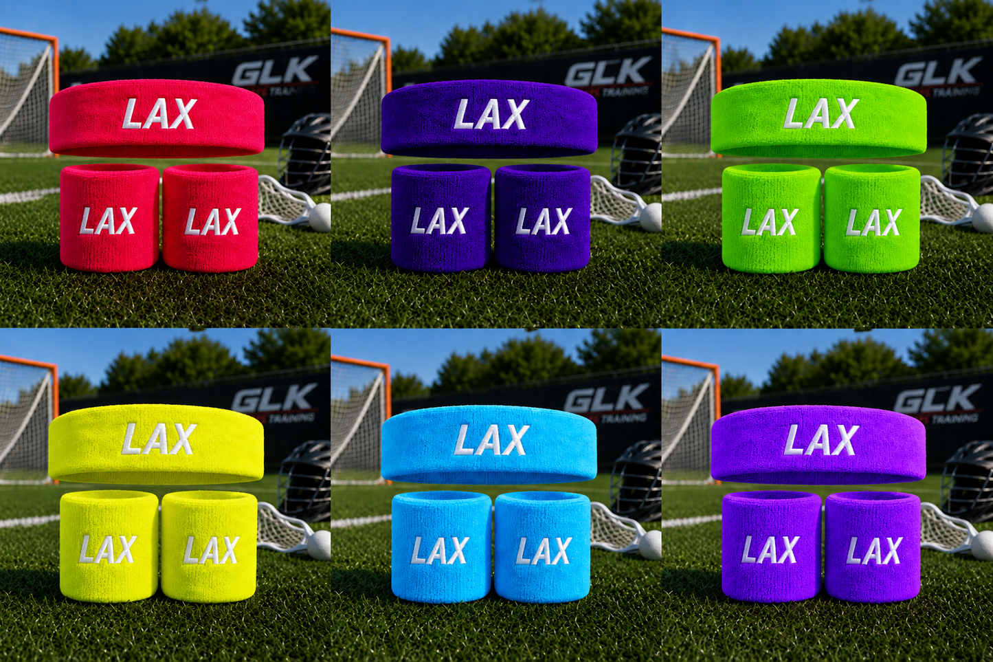 LAX Terry Cloth Headband & Wristband Set – Neon Colors
